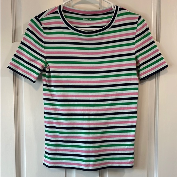 J. Crew Tops - J. Crew Perfect Fit Colorful Striped Short Sleeve Cotton Shirt - Size Small